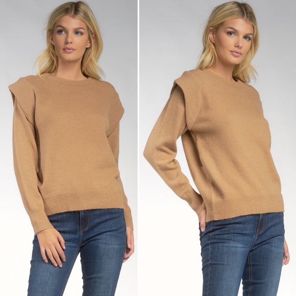 Truffle Strong Shoulder Sweater - Picture 1 of 7